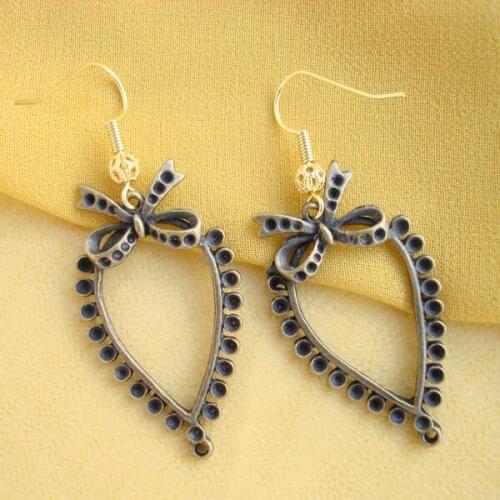 RED SNAKE Great Value! Vintage Retro Style Jewelry Gunmetal bowknot wreath Earrings Cooper Dangle Earring for Women EB0042