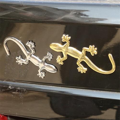 Cool Auto Sticker - 3D Lizard Gecko - Die Cut Gold Silver Decal Bumper Sticker For Windows, Cars, Trucks, Laptops 9.5cm*4.5cm