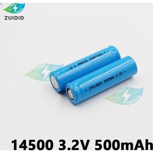 14500 lithium iron phosphate battery lifepo4 3.2v500mAh rechargeable battery lawn lamp iron lithium battery