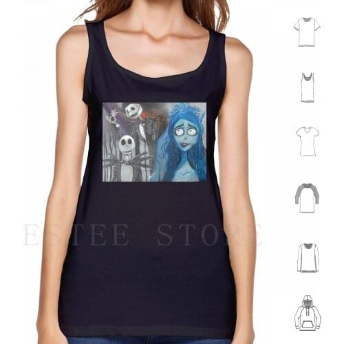 Tim Burton Characters Tank Tops Vest Cotton Tim Burton Jack Skelington Corpse Bride