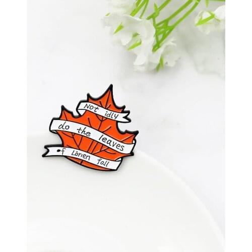 Fashion Creative Maple Leaf Falling Letter Ribbon Embracing Fallen Leaf Alloy Brooch Trend Cartoon All-match Badge Accessories