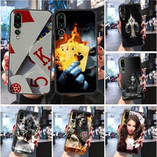 Poker Cool Fashion Fire Spades Phone case For Huawei Honor 6 7 8 9 10 10i 20 A C X Lite Pro Play Frosted black fashion back