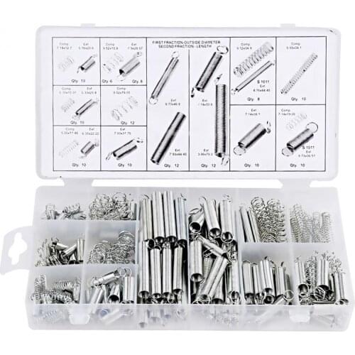200pcs 20 Sizes Accessories Extension And Compression Coil Portable Hardware Tool Spring Set Metal Steel Assorted Kit With Box