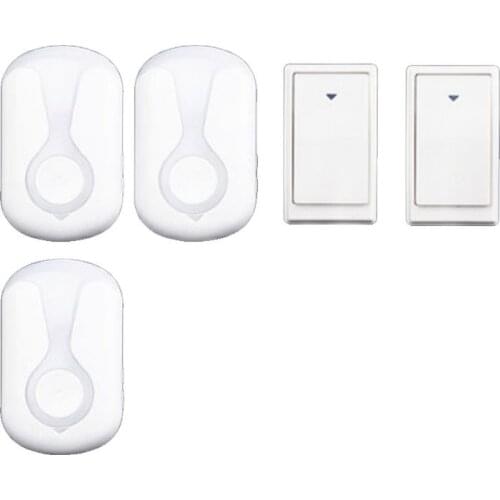 3 receivers 2 push bell set wireless door bell emitter free of battery wireless doorbell ip44 200M work chime door ring 110-240V