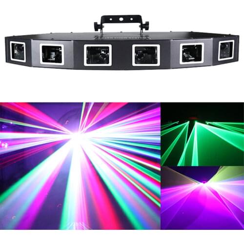 New LED six eyes RGBWY laser disco party DMX512 light projector DJ music Christmas club professional stage lighting
