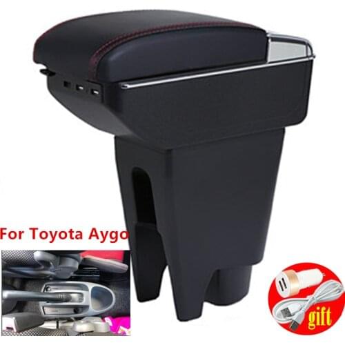 For Toyota Aygo BJ armrest box central Store content box car-styling decoration With cup holder USB