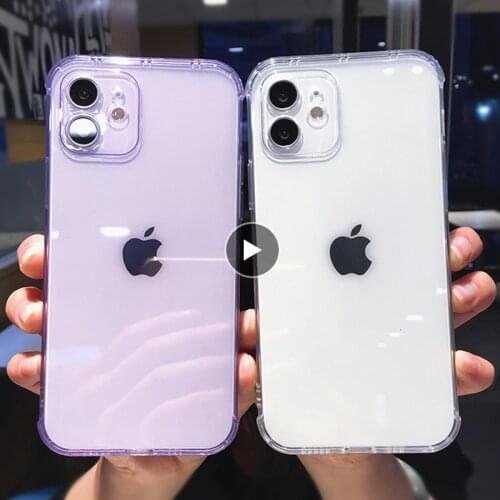 Shockproof Bumper Transparent Cases For iPhone 12 Pro 11 Pro Max X XR XS Max 8 7 Plus 12 mini 11 Soft TPU Protection Clear Cover