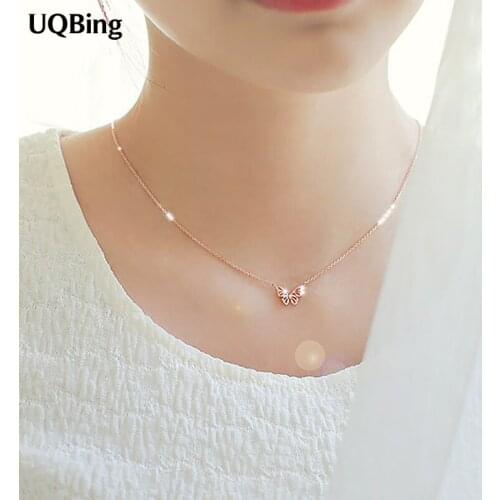 Drop Shipping 925 Sterling Silver Chain Necklaces Hollow Butterfly Pendants&Necklaces Jewelry Collar Colar de Plata
