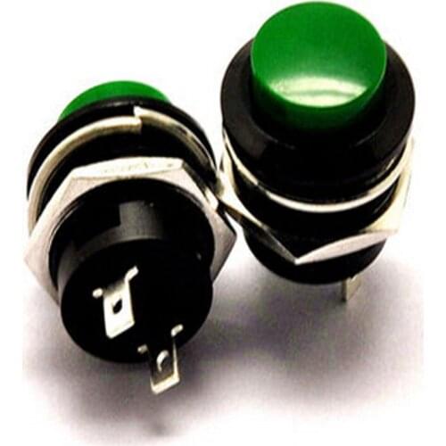 R13-507 green 16mm self reset button switch circular green non self locking button inching switch (2pcs)