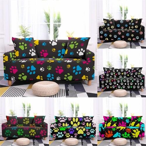 Colourful Paw Stretch Sofa Slipcovers Elastic Sofa Covers for Living Room L Funda Sofa Chair Couch 1/2/3/4-Seat Furniture Decor
