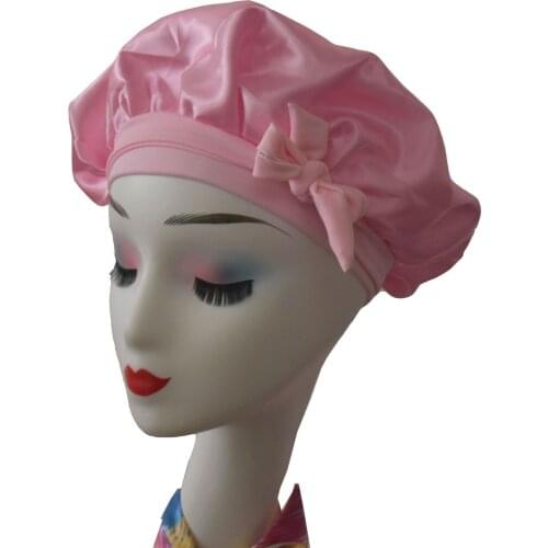 Bonnet Queen Fashion custom logo satin wide band pre tie bonnet hair head wrap sleep cap