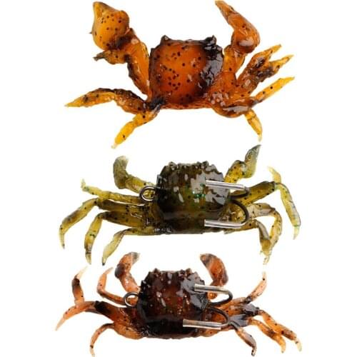 Silicone 3D Simulation Crab Sea Fishing Bait Soft Lure with Hook Tackle Tool