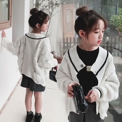 Girls Sweater Kids Babys Coat Outwear 2021 Classic Thicken Warm Winter Autumn Knitting Tops Pure Cotton Cardigan Childrens Clo