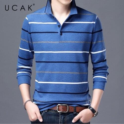 UCAK Brand Casual Cotton Turn-down Collar T Shirt Men Clothes Spring New Arrivals Streetwear Long Sleeve T-Shirts Clothing U5369