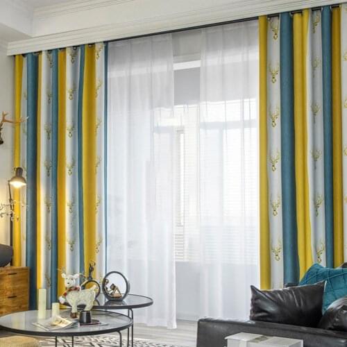 High quality 2021 new Curtains Drapes Retro Light Filtering Polyester Living Room Decor Window Treatments for Home