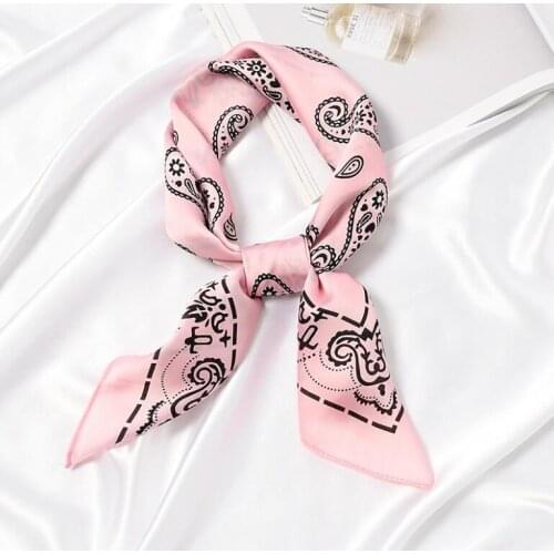 Yishine New 70x70cm Casual Cashew Printed Satin Silk Scarf Female Women Fashion Style Head-Neck Soft Scarf for Girls