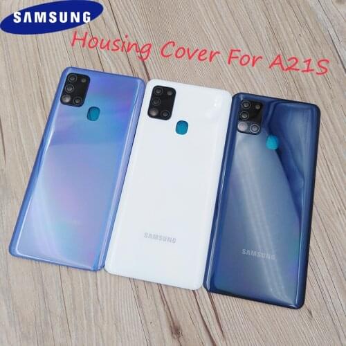 Samsung Galaxy A21S A217 A217F Back Battery Cover Rear Door Housing Replacement Case Repair Panel Parts With Camera Lens + Logo