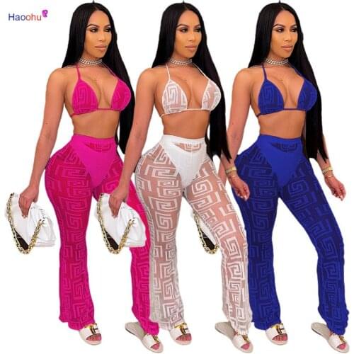HAOOHU Womens Clothing Womens clothing New Hot Style Casual Fashion Sexy Womens pure Color Swimwear Net Yarn Suit
