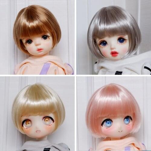1/6 BJD SD DD Doll Wig Soft Silk Milk Silk Fashionable BOBO Short Hair Bangs Hair 6 Colors To Choose for Doll Wig