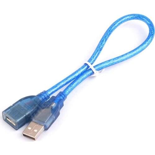 1PCS 30cm Blue Plastic USB Female to Male AF-AM Extension Cable Cord