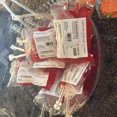10pcs 350ml Reusable Transparent Clear Blood Bag Blood Energy Drink Bag Halloween Decoration Pouch Props Vampire Party Supplies