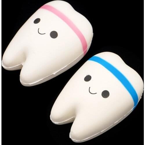 2pcs Dental Teeth Shape Squeeze Toy Soft PU Foam Tooth Doll Cute Cartoon Hand Spinner Stretchy Relax Squishy Toy Dentist Gift