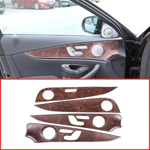 Rose Wood Grain For Mercedes Benz E Class W213 E200 E300 ABS Interior Door Decoration Panel Cover Trims 4pcs