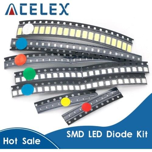 500pcs=5colors x 100pcs 5050 5730 1210 1206 0805 0603 0402 SMD LED Diode Kit Red / Green / Blue / White / Yellow