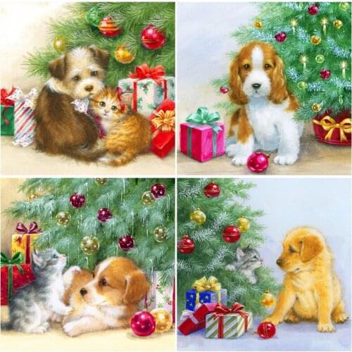 5D Diamond Painting dog diamond embroidery Diamonds Christmas tree Picture dog cross stitch Diamond embroidery by photo