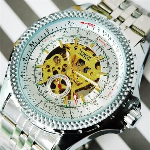 ARAGAR Army Automatic Watch Men Skeleton Mens Mechanical Watches Brand Luxury Business Casual Stainless Steel Strap Wristwatch