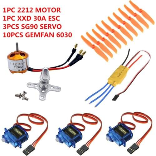 XXD A2212 2212 Brushless Motor 2200KV 1400KV 30A ESC 10pcs Gemfan 6030 Propeller SG90 Servo For RC Multicopter Drone Airplane