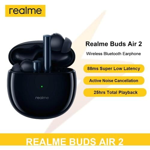 Realme Buds Air 2 Wireless Bluetooth 5.2 Earphones Active Noise Cancellation Hi-Fi Bass Boost Low Latency Headphones For phone