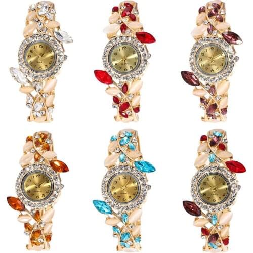 Wrist Watches for Women Adjustable Analog Quartz Wristwatches Wrist Watch Arabic Numerals Rhinestone Decor Band Ladies Watches