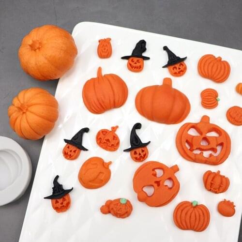Skull Pumpkin Coffin Knife Silicone Fondant Chocolate Happy Halloween Cake Mold DIY Baking Mould Jello Dessert Kitchenware Tool