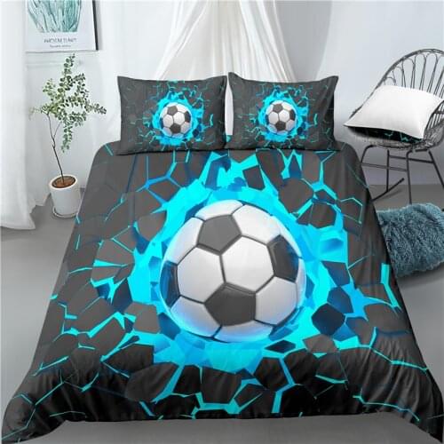 Home Living Luxury 3D Football Print 2/3Pcs Comfortable Duvet Cover PillowCase Bedding Set Queen and King AU/EU/US Size