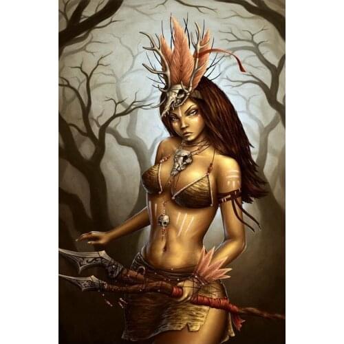 Fantasy Woman Gothic hunter diamond Painting full square diamond embroidery cross stitch portrait rhinestone Of pictures I36