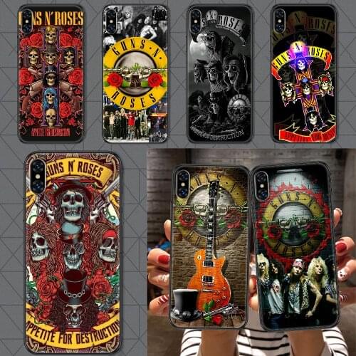 Guns N Roses Phone Case Cover Hull For iphone 5 5s se 2 6 6s 7 8 12 mini plus X XS XR 11 PRO MAX black silicone coque 3D hoesjes