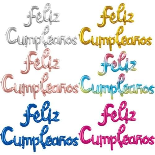 Spanish Happy Birthday Letters Balloons Lowercase Conjoined Alphabet Foil Globos Birthday Party Decoration Banner Baby Shower