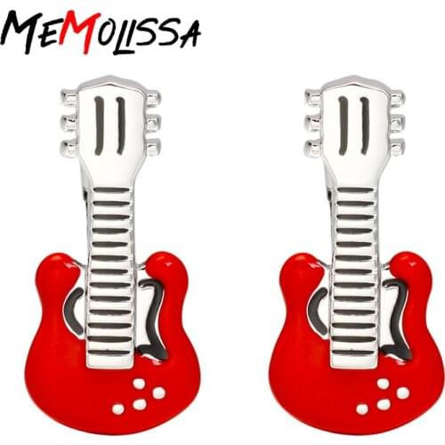 Memolissa Fashion fiddle Design Red fiddle Shape Cufflinks For Mens Womens Shirt Wedding Gift Cufflink Gift for Party Hot Sale