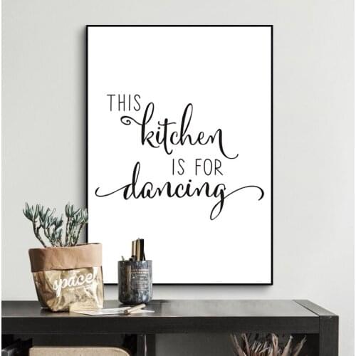 Minimalist Kitchen for Dancing Quotes Canvas Painting Black and White Wall Art Poster Print Pictures Kitchen Home wall Decor