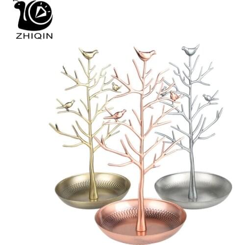 Fashion Metal Tree Jewelry Storage Display Rack Earring Necklace Ring Jewelry Organizer Holder Watch Jewelry Display Rack