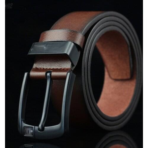 Scione 110-125cm Leather Belts for Men Retro Casual Pin Buckle Fashion British Style Jeans Waistbands Strap Large Size Male Belt
