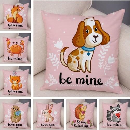 Lovely Cartoon Animal Fox Dog Cushion Cover for Children Room Sofa Cute Rabbit Cat Pillowcase Soft Plush Pillow Case 45x45cm