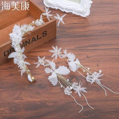 Haimeikang Fashion Bridal Wedding Tiara Super Fairy Butterfly Sweet Hairdressing Earrings Set New Wedding Photo Accessories