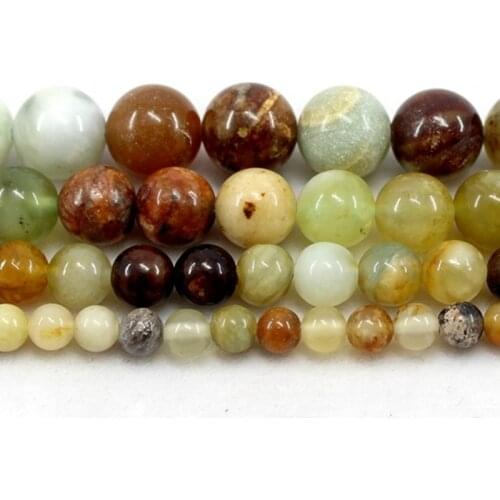 Natural Flower Jade Jasper Round Loose Beads Strand 6/8/10/12MM For Jewelry DIY Making Necklace Bracelet