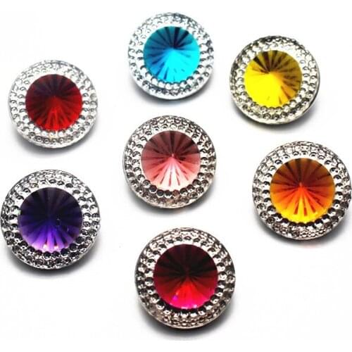 New Arrival Mix 10pcs/lot Colorful rhinestone Snap Button pretty Glass Snap Buttons Fit bangle 18mm DIY Snap Bracelet Jewelry