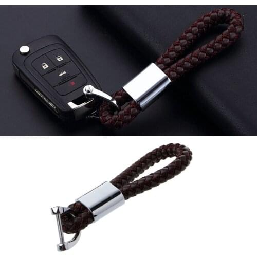Braided Leather Strap Universal Key Chain Ring Fobs For Car Chevrolet KIA