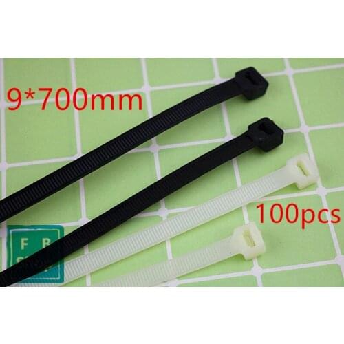 100Pcs/pack 9*700mm Black And W Color Factory Standard Self-locking Plastic Nylon Cable Ties