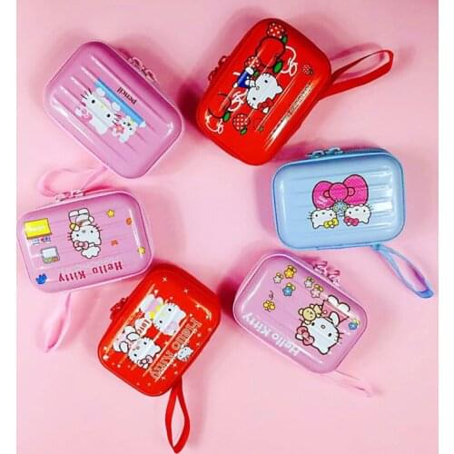 Sanrio Hello Kitty storage bag rectangular tinplate coin purse student tinplate portable zipper bag girl card holder