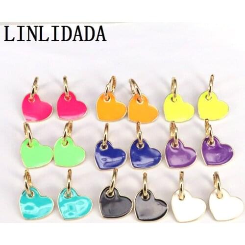 5Pairs New Design High Quality Enamel Heart Shaped Gold Color Jewelry Drop-Earrings Dangle Earrings For Lover Jewelry Gift